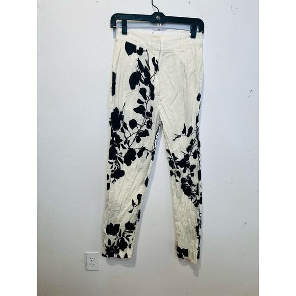 CAROLINA K Off-White Black Floral Abstract Design Zai Button Fly Trousers Size S - Picture 3 of 15
